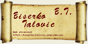 Biserko Talović vizit kartica